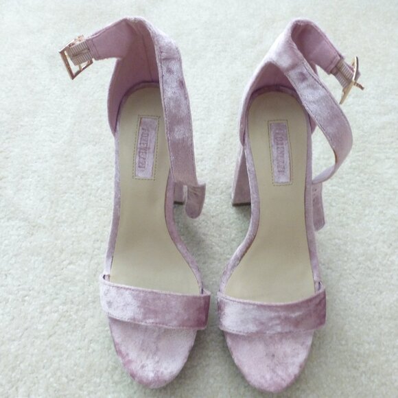 FOREVER 21 light lilac velvet chunky platform heels - Picture 2 of 11